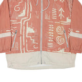 Mens Rust & Cream Zip Front Polyester Blend Casual Jacket XL Abstract Pattern