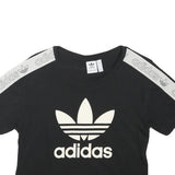 ADIDAS Womens Black & White Logo Crop T-Shirt UK 8 Short Sleeve Crew Neck Casual