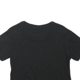 ADIDAS Womens Black & White Logo Crop T-Shirt UK 8 Short Sleeve Crew Neck Casual