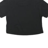ADIDAS Womens Black & White Logo Crop T-Shirt UK 8 Short Sleeve Crew Neck Casual