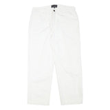 PETER POLO Womens Cotton Blend White Relaxed Straight Trousers W33 L27