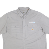 CARHARTT Mens Grey & Blue Work Shirt 2XL Cotton Relaxed Fit Button Down