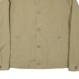 FREY Mens Beige Button Jacket L Polyester Blend Plain Casual Outerwear