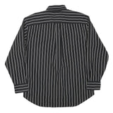 NAUTICA Mens Black & White Striped Shirt L Button Down Cotton Blend Classic Fit