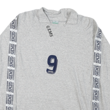 Grey Mens Graphic Gems Number 9 Long Sleeve Collared Cotton Blend T-Shirt