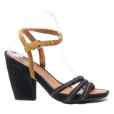 GEOX Strappy Heels Black Suede Womens UK 4