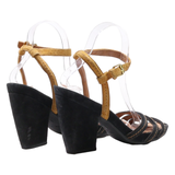 GEOX Strappy Heels Black Suede Womens UK 4