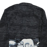 Womens Black Polar Bear Print Polyester Blend Jacket L Zip Fleece Winter