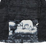 Womens Black Polar Bear Print Polyester Blend Jacket L Zip Fleece Winter