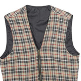 TEDDY'S Mens Beige & Black Reversible Jacket M Cotton Blend Check Zip Vest