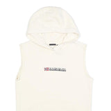 NAPAPIJRI Womens White Sleeveless Hoodie S Cotton Blend Casual Sleeveless Hooded