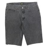 LEE Mens Shorts Black Denim XL W38 Classic Fit Casual Cotton Blend