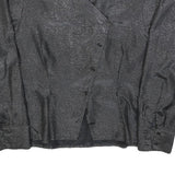 YESSICA Womens Black Printed Blouse Long Sleeve Button Neck L Stylish