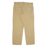 CARHARTT Mens Relaxed Beige Cotton Blend Zip Trousers W36 L30 Workwear