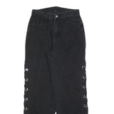 ROMWE Womens Jeans Black Relaxed Straight Denim Medium W26 L29 Lace-up Side