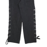 ROMWE Womens Jeans Black Relaxed Straight Denim Medium W26 L29 Lace-up Side