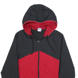 STARTER Mens Black & Red Zip Hooded Jacket S Polyester Blend Colourblock