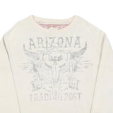 Womens Cream Arizona Trading Post Graphic Crew Neck Sweatshirt XL Casual