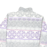 ALFRED DUNNER Womens White & Grey Purple Pattern Zip Jacket L Polyester Blend