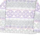 ALFRED DUNNER Womens White & Grey Purple Pattern Zip Jacket L Polyester Blend