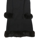HAUTE COUTURE Womens Black Fur Trimmed Coat XS Woven Button Classic Elegant