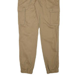 PIER ONE Mens Relaxed Beige Cargo Cotton Blend Trousers W34 L32