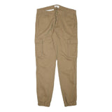 PIER ONE Mens Relaxed Beige Cargo Cotton Blend Trousers W34 L32