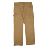 DICKIES Mens Polyester Blend Tan Regular Straight Trousers W36 L32 Workwear