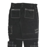 Black Womens Cotton Cargo Regular Fit Trousers W38 L36 Zip Pocket Stud Detail