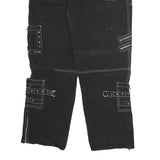 Black Womens Cotton Cargo Regular Fit Trousers W38 L36 Zip Pocket Stud Detail