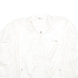 ELLESSE Womens White Nylon Bomber Jacket UK 16 Plain Lightweight Zip