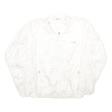 ELLESSE Womens White Nylon Bomber Jacket UK 16 Plain Lightweight Zip