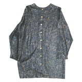 MAAK Womens Blue Plain Top Long Sleeve Button Neck M Stylish Casual