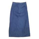 TALBOTS Womens Blue Cotton Blend Denim Midi Skirt M Button Front Casual