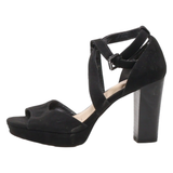 BATA Block Heels Black Suede Womens UK 4