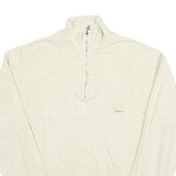 YORK Mens Cream 1/4 Zip Sweatshirt L Zip Neck Cotton Pullover Casual