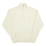 YORK Mens Cream 1/4 Zip Sweatshirt L Zip Neck Cotton Pullover Casual