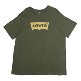 LEVI'S Mens Green T-Shirt 2XL Short Sleeve Crew Neck Cotton Logo Print