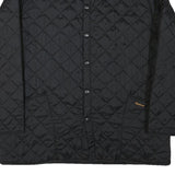 BARBOUR Mens Black Quilted Jacket XL Polyester Blend Button Closure Classic Fit