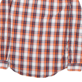 NAUTICA Mens Orange & Navy Plaid Shirt L Cotton Blend Casual Button-Down