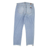 7 FOR ALL MANKIND Womens Slim Blue Denim Rinse W28 L26 Distressed Button Fly
