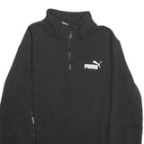 PUMA Mens Black Half Zip M Logo Tape Sweatshirt Cotton Blend Pullover