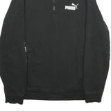 PUMA Mens Black Half Zip M Logo Tape Sweatshirt Cotton Blend Pullover