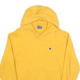 CHAMPION Mens Yellow Hoodie M Cotton Blend Pullover Classic Logo Sweatshirt