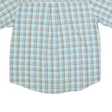 CHAPS Mens Blue & Brown Check Shirt S Casual Cotton Blend Short Sleeve
