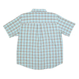 CHAPS Mens Blue & Brown Check Shirt S Casual Cotton Blend Short Sleeve