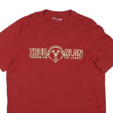 TRUE RELIGION Mens Red Graphic T-Shirt L Short Sleeve Crew Neck Cotton Blend