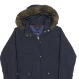 TOMMY HILFIGER Womens Navy Blue Jacket XL Polyester Blend Zip Hooded Fair Isle