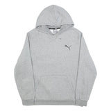 PUMA Mens Grey Hoodie L Cotton Pullover Drawstring Hood Casual Sweatshirt