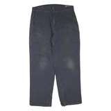 CARHARTT Mens Regular Fit Navy Blue Cotton Blend Work Trousers W36 L32 Durable